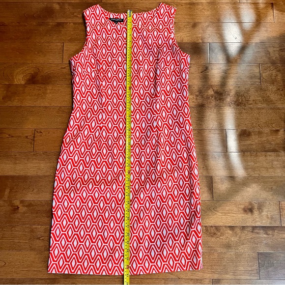Mario Serrani Red white Geometric Print Midi Sleepless Dress Size 10 - Picture 10 of 15